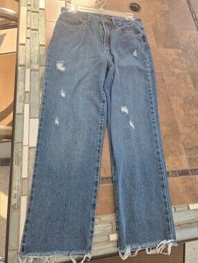 Sincerely Jules Straight-Leg Distressed Jeans - Blue
